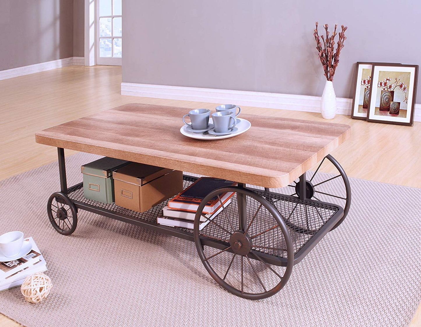 Modish Coffee Table Oak and Antique Gray -