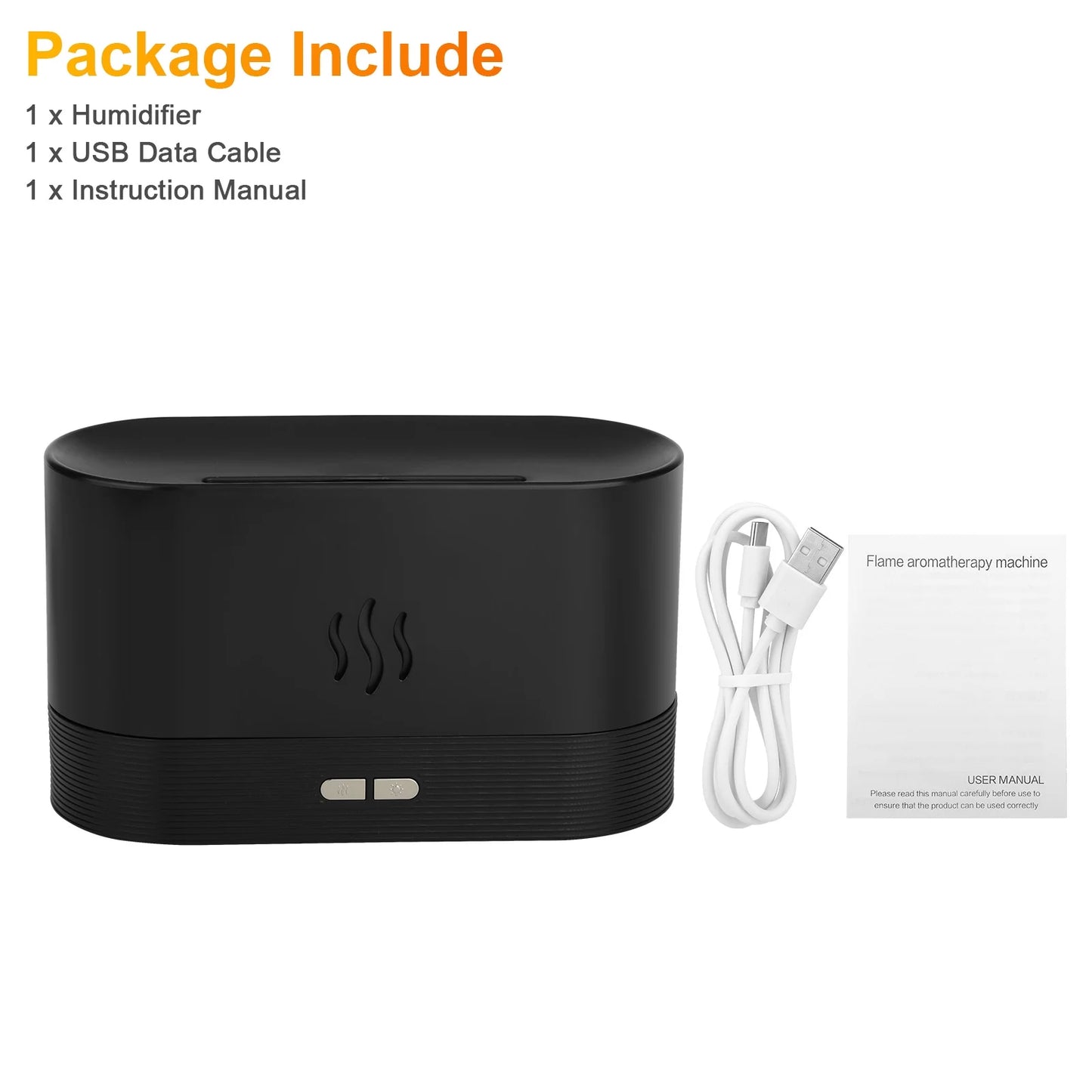 180Ml Flame Air Humidifier Essential Oil Diffuser, 3D USB 7 Color Light Aroma Diffuser for Home, Office, Spa, Gym