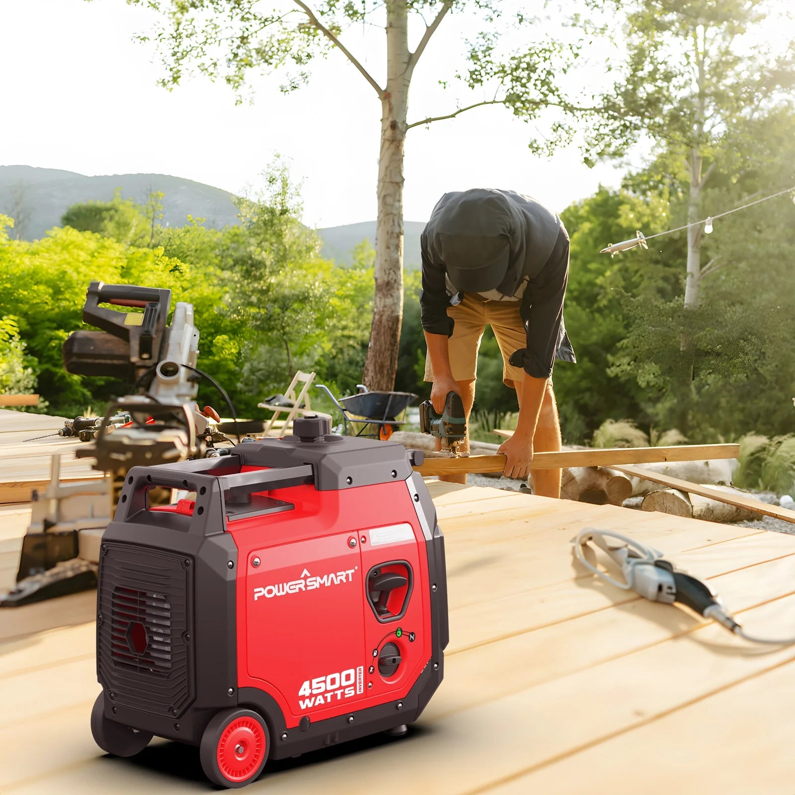 4500W Portable Inverter Gas Generator with Electric Start for Home Emergencies with Wheel