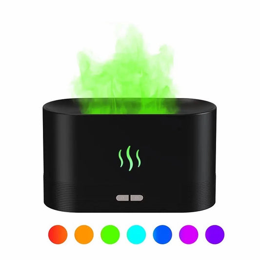 Ultrasonic Humidifier with 7 Colors Flame Lights,Essential Oil Diffuser,Black