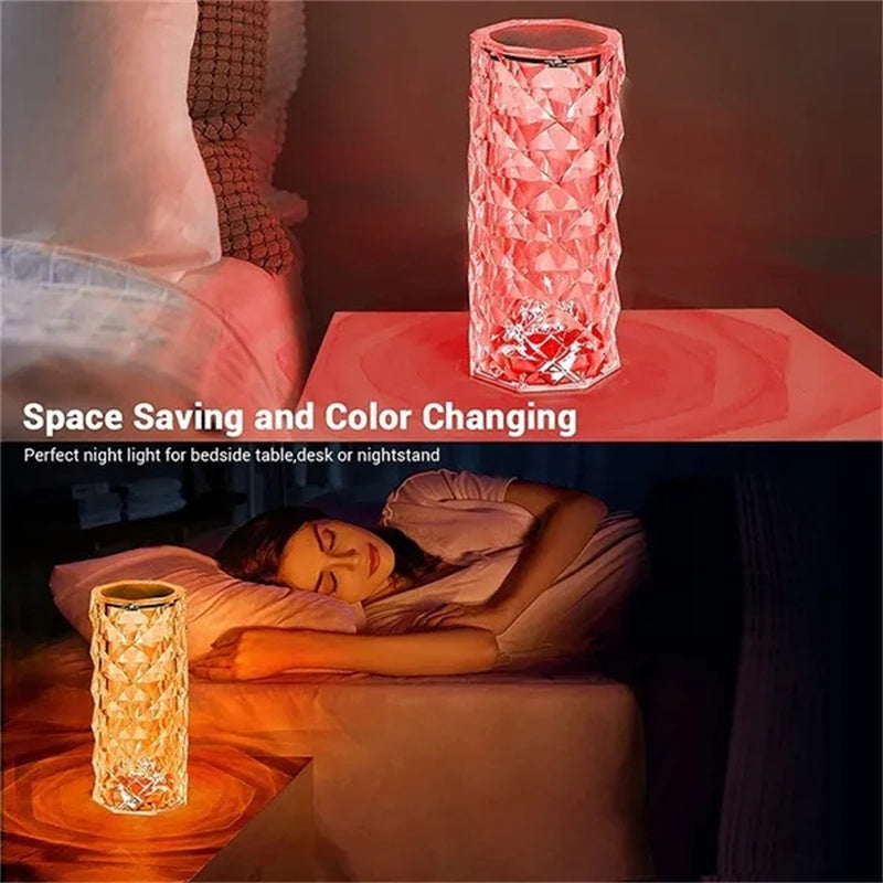 16 Colors LED Crystal Lamp Rose Light Touch Table Lamps Bedroom