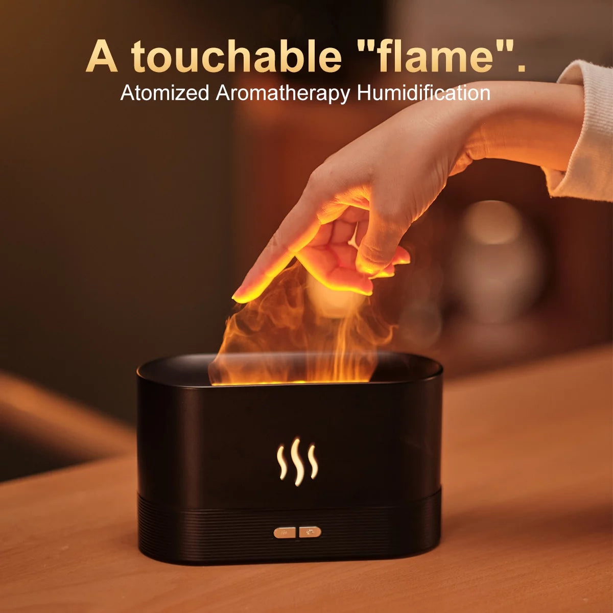 Ultrasonic Humidifier with 7 Colors Flame Lights,Essential Oil Diffuser,Black