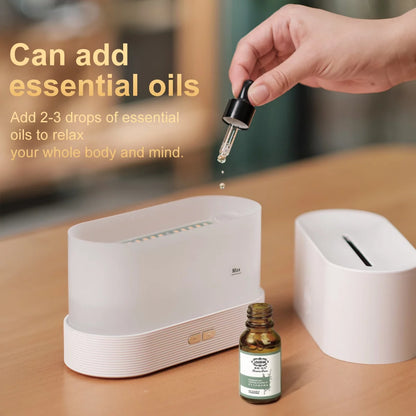 Ultrasonic Humidifier with 7 Colors Flame Lights,Essential Oil Diffuser,Black