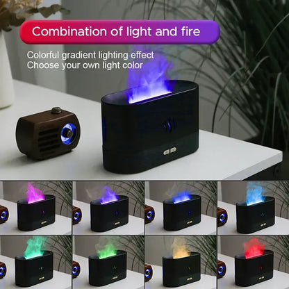 Ultrasonic Humidifier with 7 Colors Flame Lights,Essential Oil Diffuser,Black
