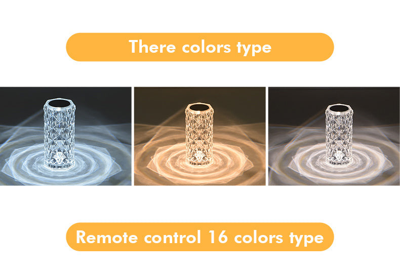 16 Colors LED Crystal Lamp Rose Light Touch Table Lamps Bedroom