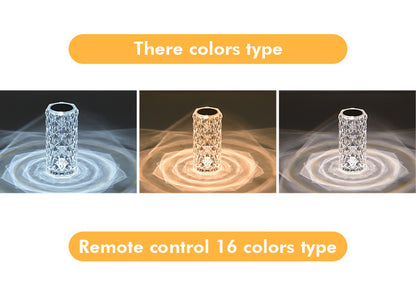 16 Colors LED Crystal Lamp Rose Light Touch Table Lamps Bedroom