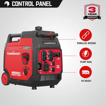 4500W Portable Inverter Gas Generator with Electric Start for Home Emergencies with Wheel