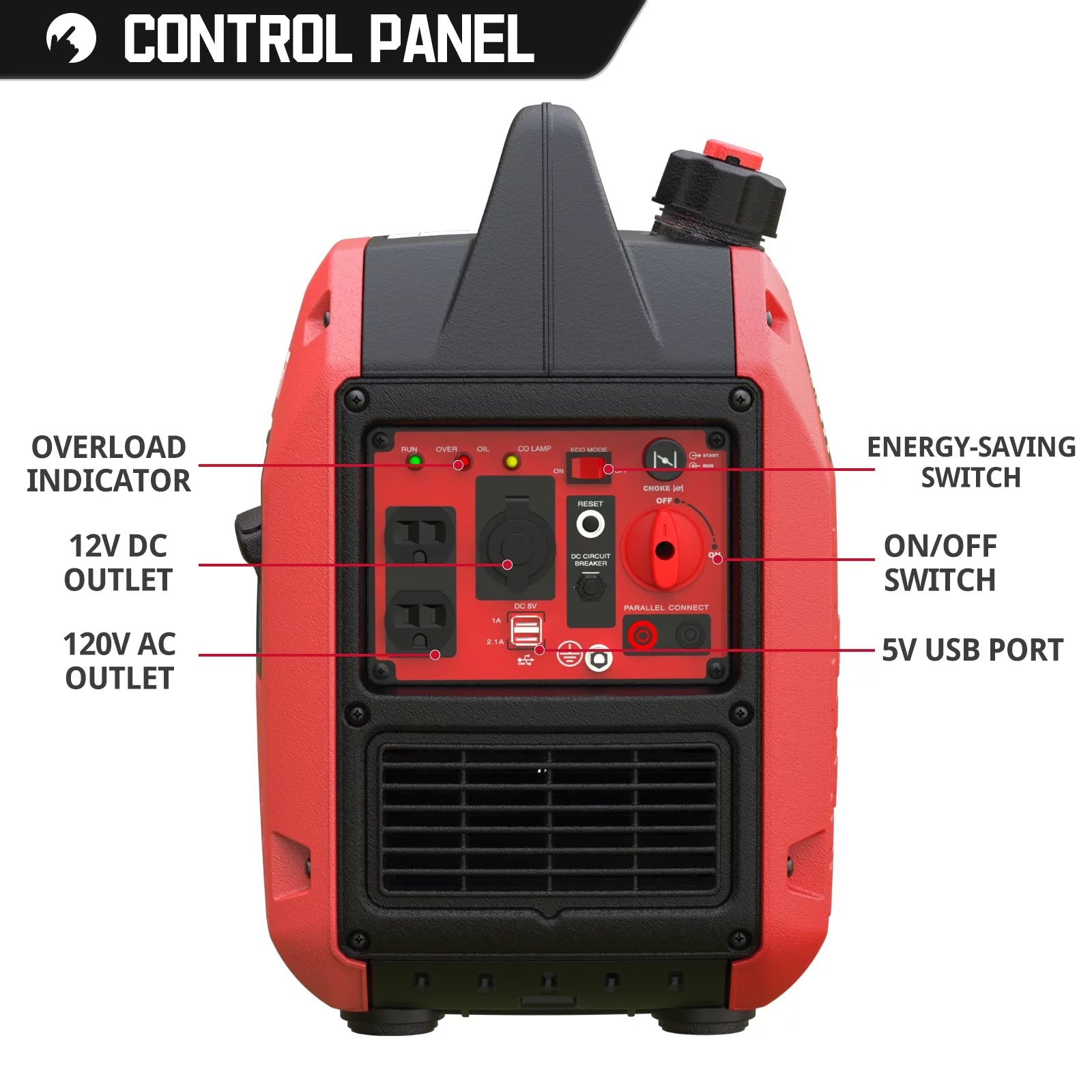2500W Portable Inverter Gas Generator,Super Quiet,Low Oil Shutdown,Ultra Lightweight for Camping
