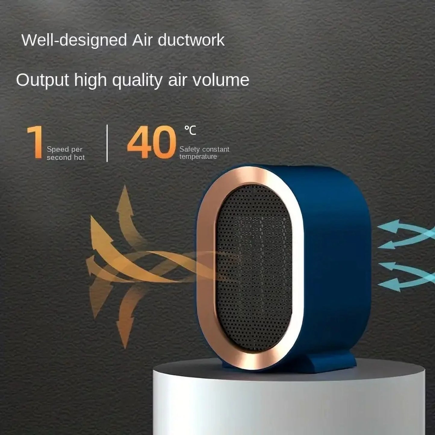 Space Heaters for Small Room, 1200W with Thermostat, Overheating & 45°Tip-Over Protection for Office Home, Green