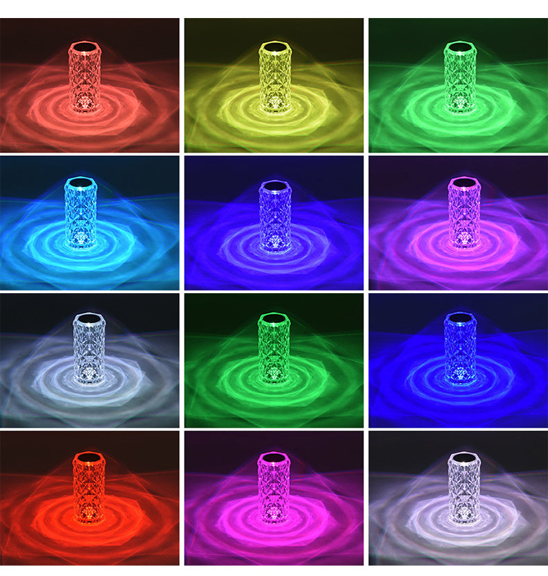 16 Colors LED Crystal Lamp Rose Light Touch Table Lamps Bedroom