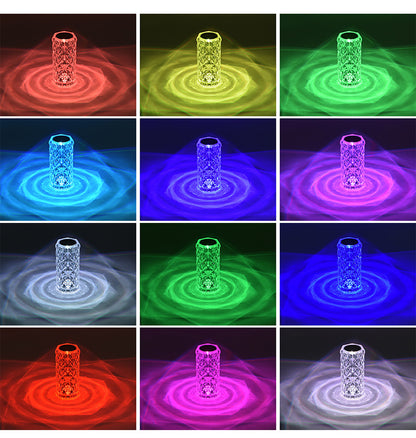 16 Colors LED Crystal Lamp Rose Light Touch Table Lamps Bedroom