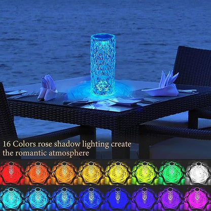 16 Colors LED Crystal Lamp Rose Light Touch Table Lamps Bedroom