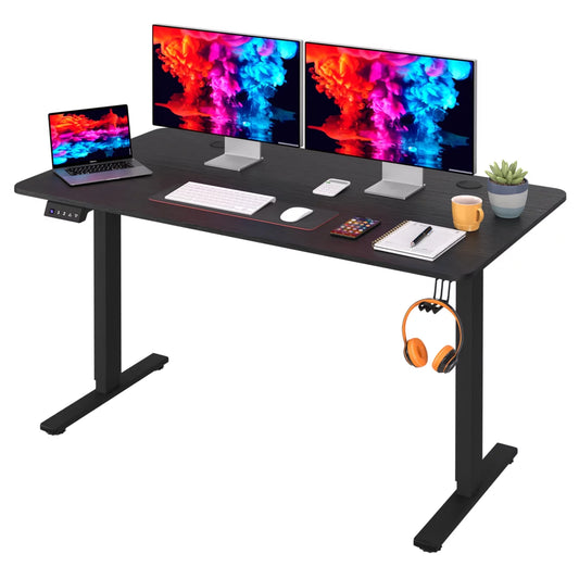 Height Adjustable Standing Desk 48X24 Inch, Electric Stand up Desk Raising Desk Ergonomic Desk Large Standing Desk with Headphone Holder & 2 Memory Function Work Desk for Home Office, Black