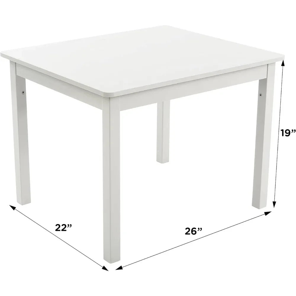 Kids Wood Table and Chair Set (4 Chairs Included) - Ideal for Arts & Crafts, Snack Time, Homeschooling,White, Pink, Purple