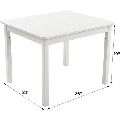 Kids Wood Table and Chair Set (4 Chairs Included) - Ideal for Arts & Crafts, Snack Time, Homeschooling,White, Pink, Purple