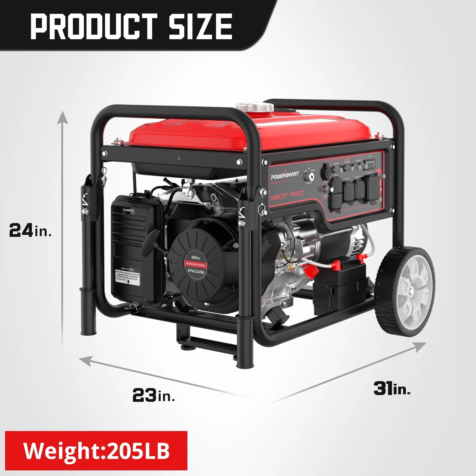 459CC Gas Powered Portable Outdoor Generator, 12000 Peak Watt for Home Use,Db5095