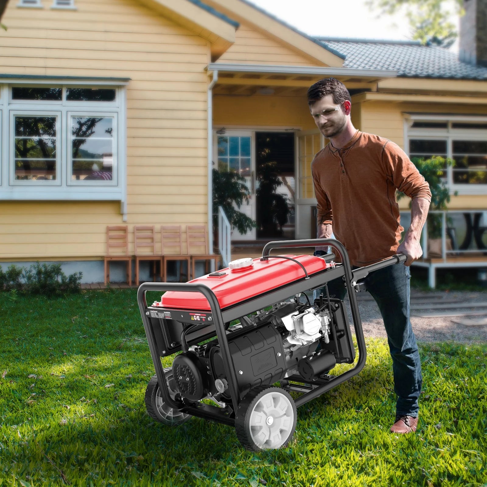 459CC Gas Powered Portable Outdoor Generator, 12000 Peak Watt for Home Use,Db5095
