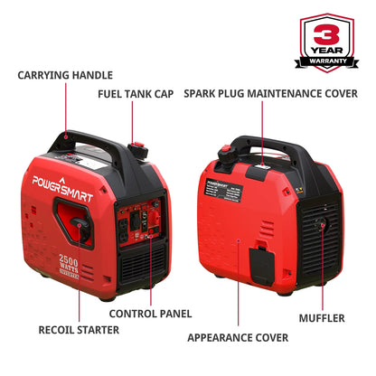 2500W Portable Inverter Gas Generator,Super Quiet,Low Oil Shutdown,Ultra Lightweight for Camping